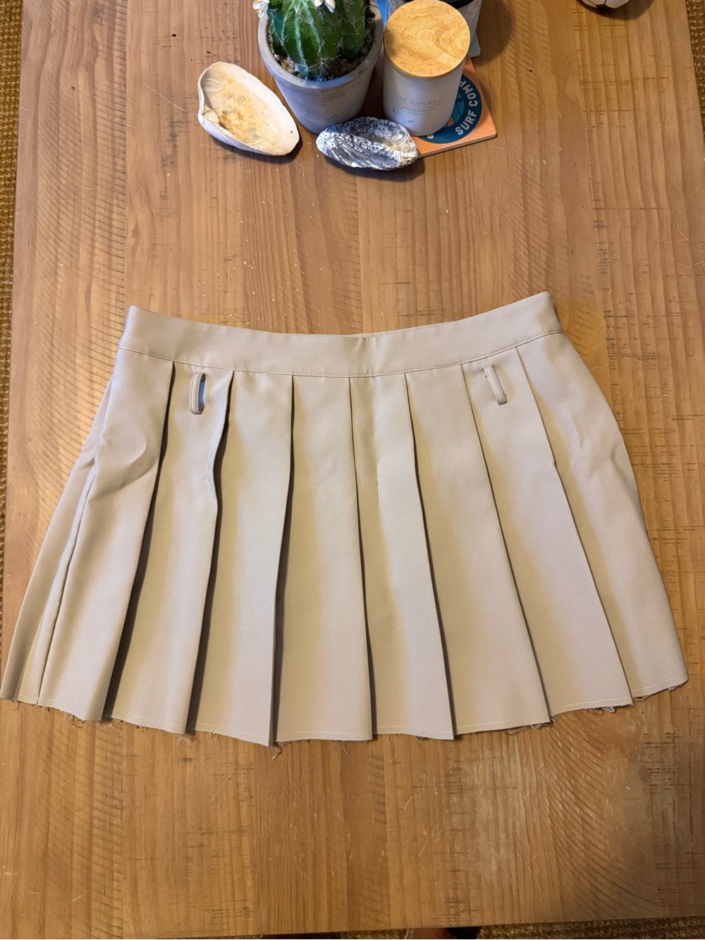 Primark Beige Pleated Mini Skirt